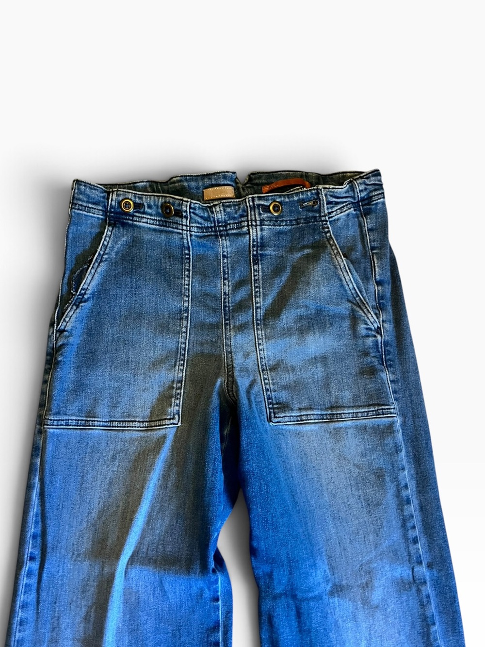 Pilcro Wide-Leg Patch Pocket Jeans in Blue - Picture 2 of 10